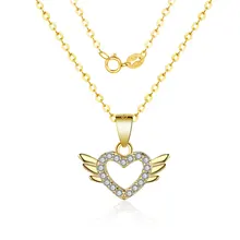 S925 Sterling Silver Necklace Creative New Love Wings Necklace CZ Zircon Heart Pendant Clavicle Chain Necklace Choker Wholesale S925 Sterling Silver Necklace Creative New Love Wings Necklace CZ Zircon Heart Pendant Clavicle Chain Necklace Choker Wholesale