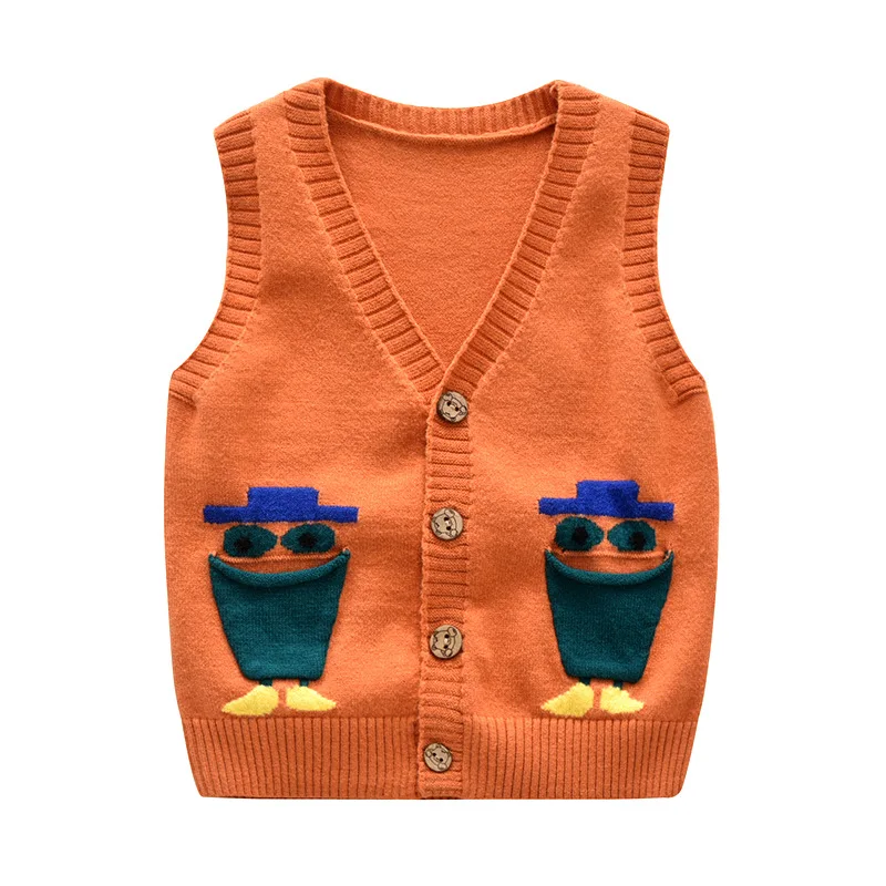 

2018 Autumn & Winter Baby Girl Vest V-neck Sweater Vest Cartoon Kids Cardigan Sleeveless Sweaters For Girls