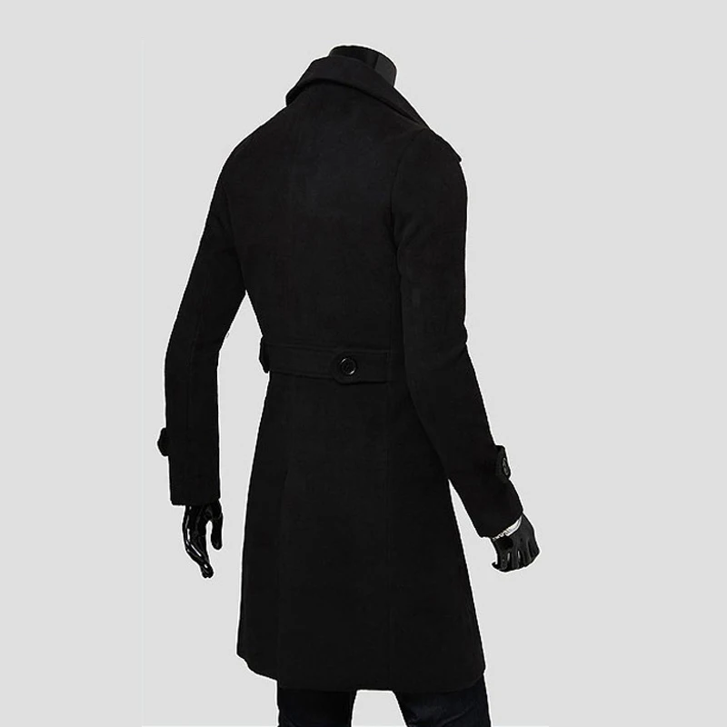 Модная одежда, шерстяное пальто-жакет, мужской Тренч, двубортное пальто со стоячим воротником, повседневное зимнее длинное Мужское пальто