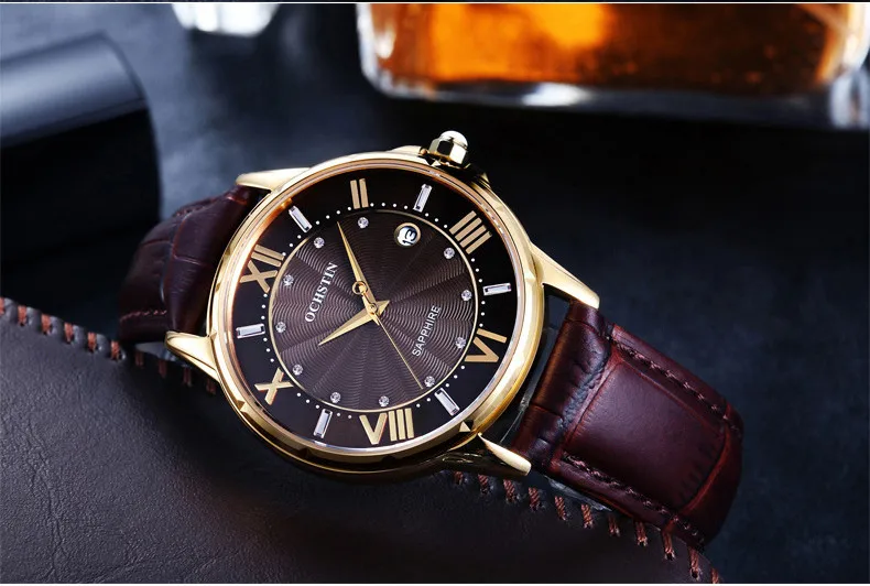 OCHSTIN новые модные женские часы Роскошные бриллиантовые часы с кожаным календарем водонепроницаемые кварцевые часы Relojes Mujer Marca De Lujo часы