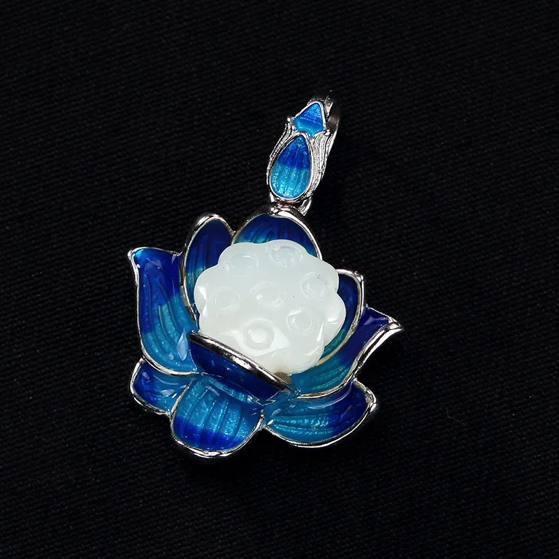 Женские Подвески с эмалировкой lotus cloisonne из чистого серебра 925 пробы натуральным