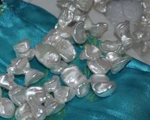 

Natural RARE White 2strs AA 13 19mm Luster Baroque Reborn Keshi Pearl 10393