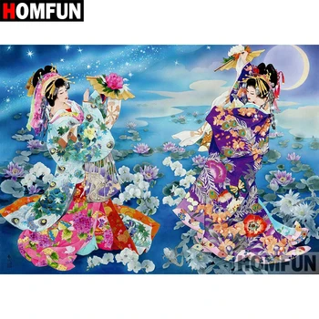 

HOMFUN Full Square/Round Drill 5D DIY Diamond Painting "Japanese woman" Embroidery Cross Stitch 5D Home Decor Gift A08679