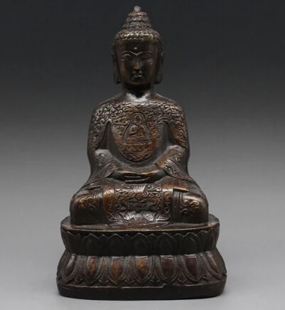

Copper Brass CHINESE crafts Asian Elaborate Vintage Chinese Copper Buddhism Sakyamuni Buddha Statue