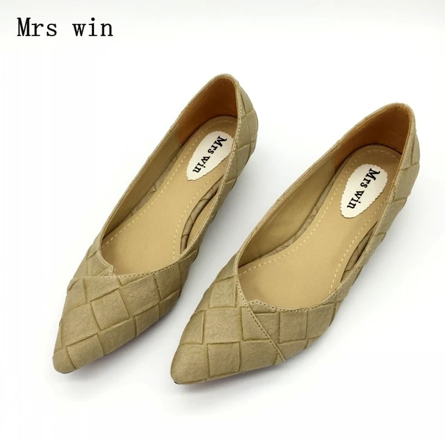 Vintage Style Women’s Pointed Toe Pumps Spring Autumn PU Shallow Slip On Women Low Heel Pumps Office Lady Casual Single Shoes