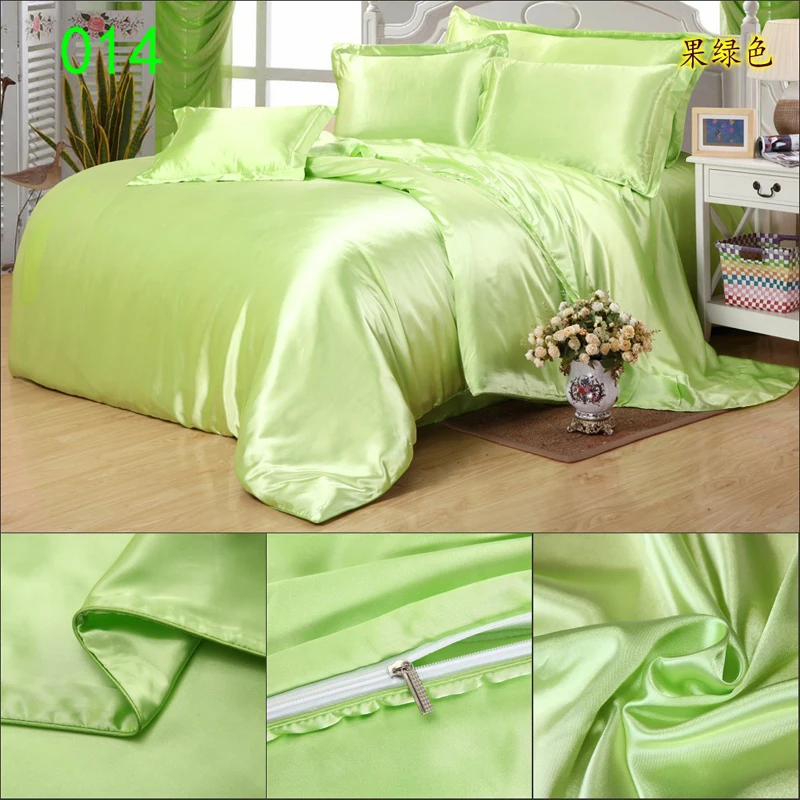 

Apple Green Tribute Silk Duvet Cover Twin Full Queen King 150x200cm 200x230cm 220x240cm Quilt Cover Comforter Cover Bedding Home