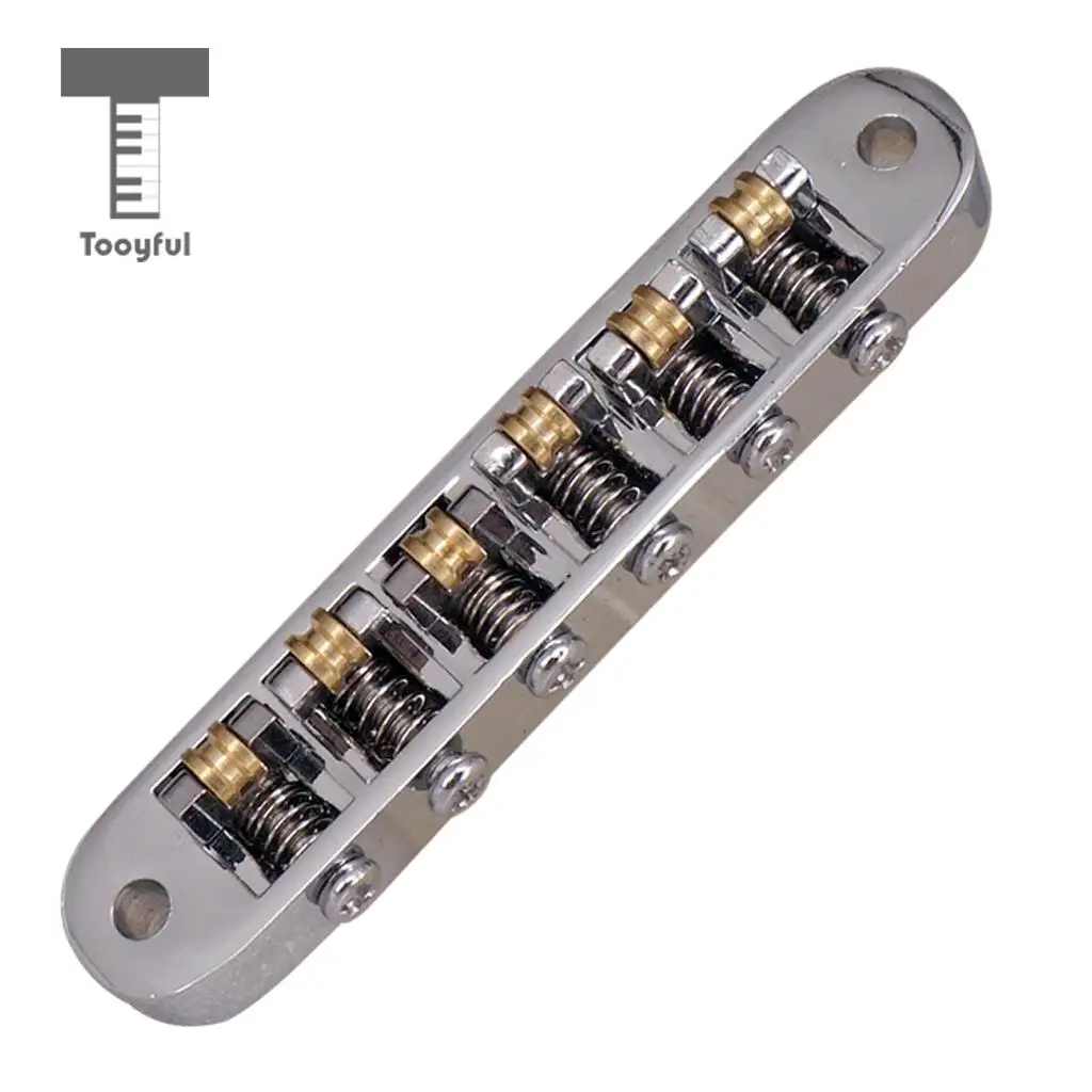 Tooyful Durable 1 Set Roller Saddle Locking Bridge with Studs for LP Electric Guitar Tune-o-matic Bridge