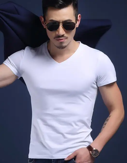 

2019 New Fashion Sexy Ultra-thin Sheer Man Fitness Polyester Undershirts Gay O V-neck Transparente Shirts Big Plus Size S-5XL