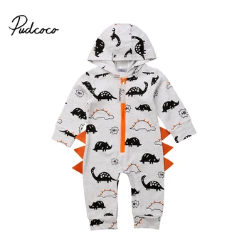 

Winter Casual Toddler Newborn Baby Boy Girl Dinosaur Hooded Romper Jumpsuit Autumn pajamas Outfits Clothes