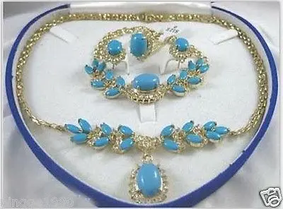 

Hot sale Beautiful Jewelry Turquoise Beads Necklace Bracelet Earring Ring