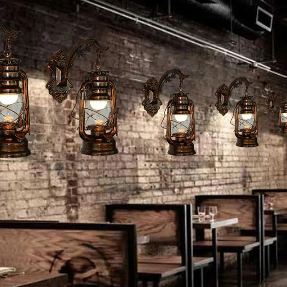 Vintage Lantern Wall Lamp Antique Copper Personalized Kerosene Lamp Fashion Iron Wall Lights Cafe Aisle Lights Vintage Lantern Wall Lamp Antique Copper Personalized Kerosene Lamp Fashion Iron Wall Lights Cafe Aisle Lights