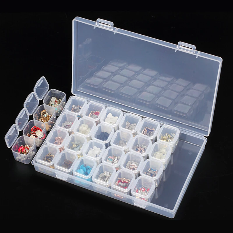

Whitelotous Plastic Compartments Holder Convenient Manicure Jewelry Storage Box Pills Box Contact Lens Organizer Container