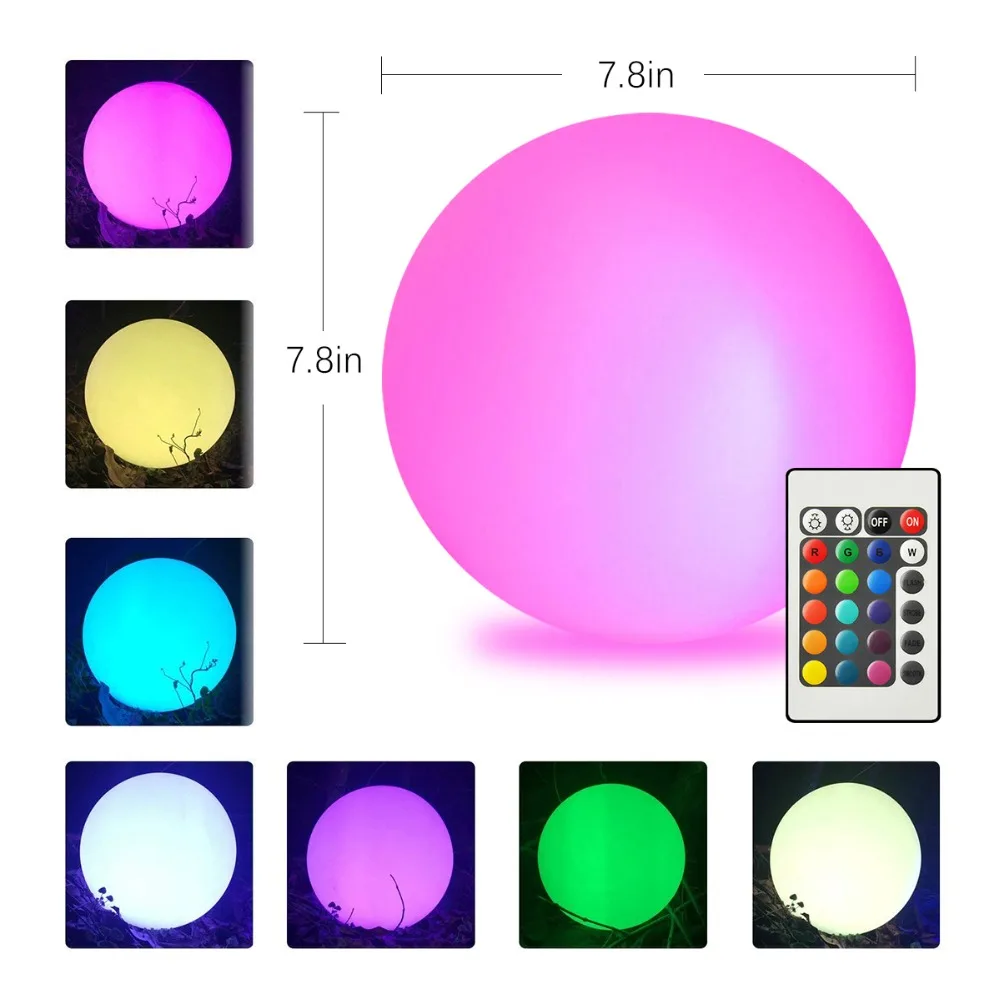 

LED Outdoor Solar Lighting Ball light Waterproof RGB luminous lawn light Remote control floating ball lamp Pool yard 20 25CM #