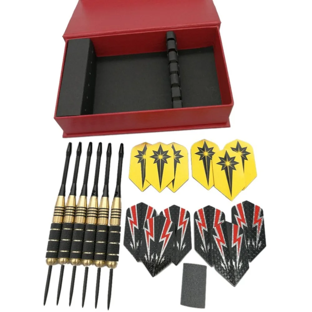 

Exquisite 6 boxed darts 24g copper black nickel hard dart needle 1 dart stone