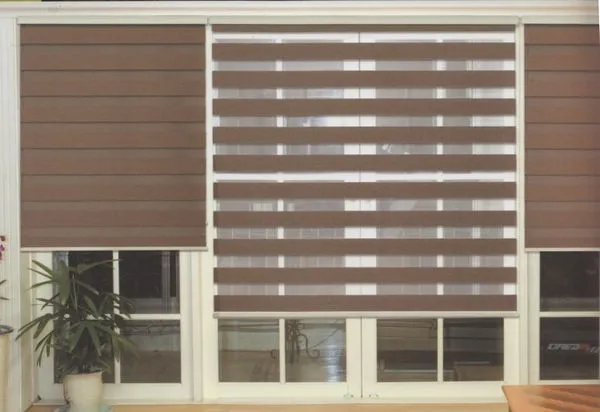 

Cheap Curtain 100%Polyester Zebra Blinds in Dark Brown Translucent Window Curtains for Living Room 30 Colors are Available