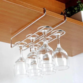 

1PC Under Shelf Durable Glassware Stemware Hanger Steel Hanging Chrome Wine Holder