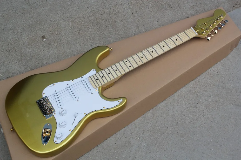 

Free Shipping China Custom new just the reversed headstock and matching the Gold body color ST Electric Guitar Gold hardware 158