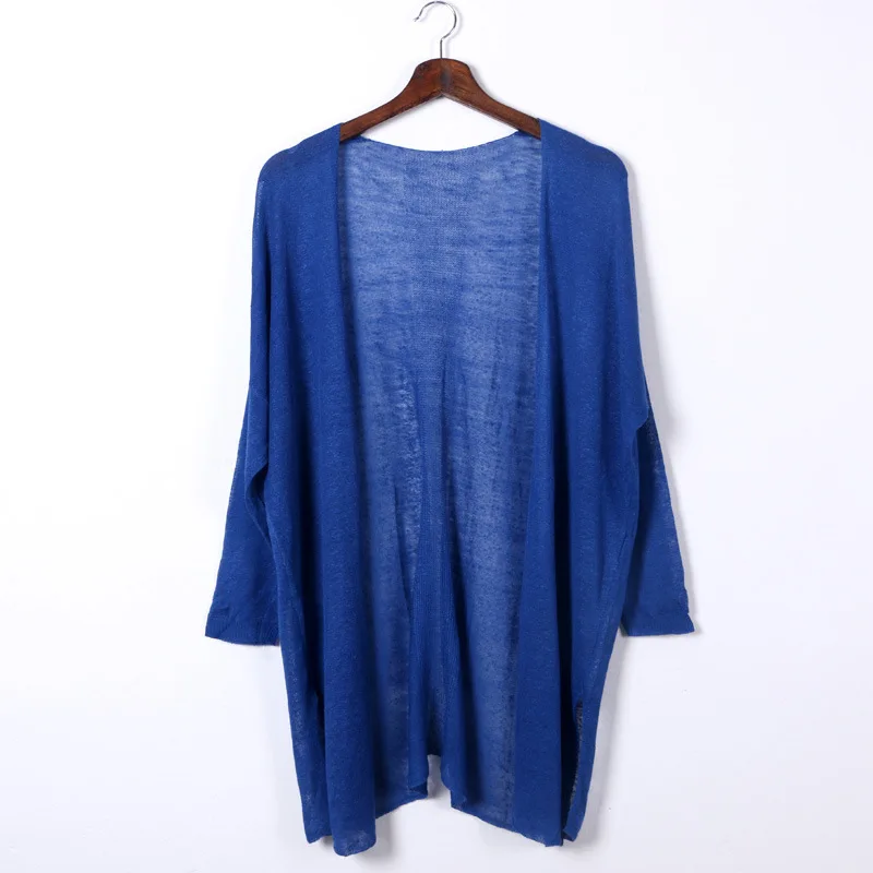 Shuchan Linen Cardigan Women Summer 2019 V-neck Solid Thin Long Sleeve Loose Sweater Women Long Women
