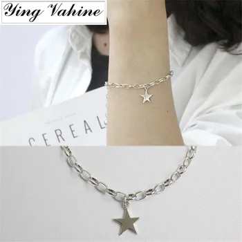 

ying Vahine Silver Chain Bracelet Authentic 925 Sterling Silver Jewelry Five-pointed Star Charm Bracelets for Women