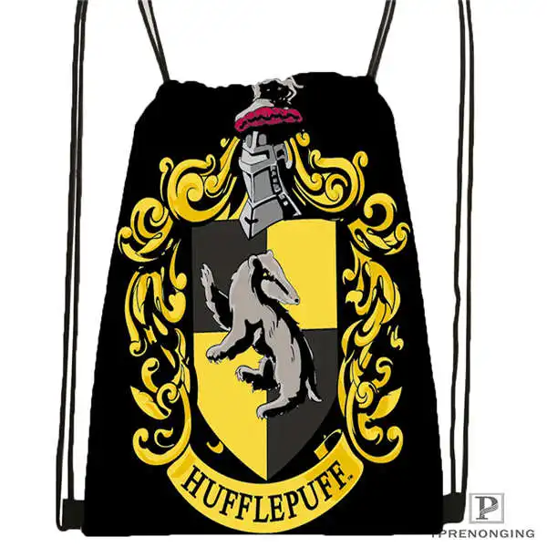 Изготовленная на заказ harry_potter_hufflepuff походная сумка на шнурке милый рюкзак для детей(черная спинка) 31x40 см#20180611-02-96