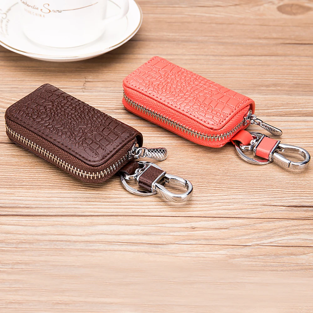 Чехол для ключей с узором «крокодиловая кожа» для мужчин из натуральной кожи кошелек для ключей Multi function Key Ring For Car Zipper Bag MF-960