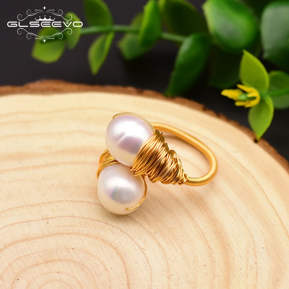 Najtaniej GLSEEVO ręcznie robione naturalne barokowy wody słodkiej perła regulowany pierścień dla kobiet niestandardowe ślub zaręczyny Party Fine Jewelry GR0226