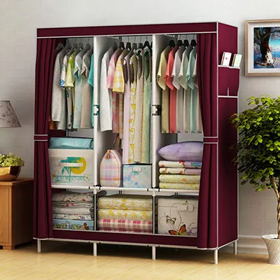 Простой Тканевый шкаф из стальных трубок в сборе, шкаф для спальни, подвесной шкаф для хранения, шкаф для хранения в общежитии - Цвет: color 5
