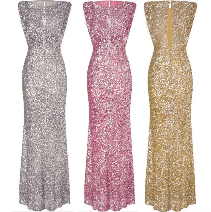 

Europe And America 2018 Temperament Elegant Summer New Sexy Sequins Backless Dress