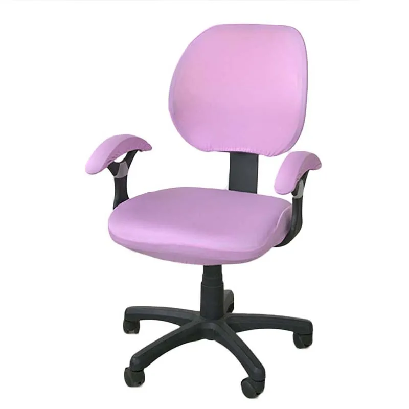 Офисные однотонные чехлы для стульев, современные эластичные съемные чехлы для стульев, тянущиеся Чехлы для офисных стульев с подлокотником - Цвет: Light purple
