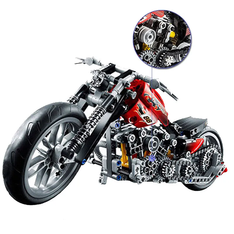 Technic мотоцикл Decool 3354 378 шт Technik скоростной гоночный мотоцикл Harley; транспортное средство Набор строительных блоков