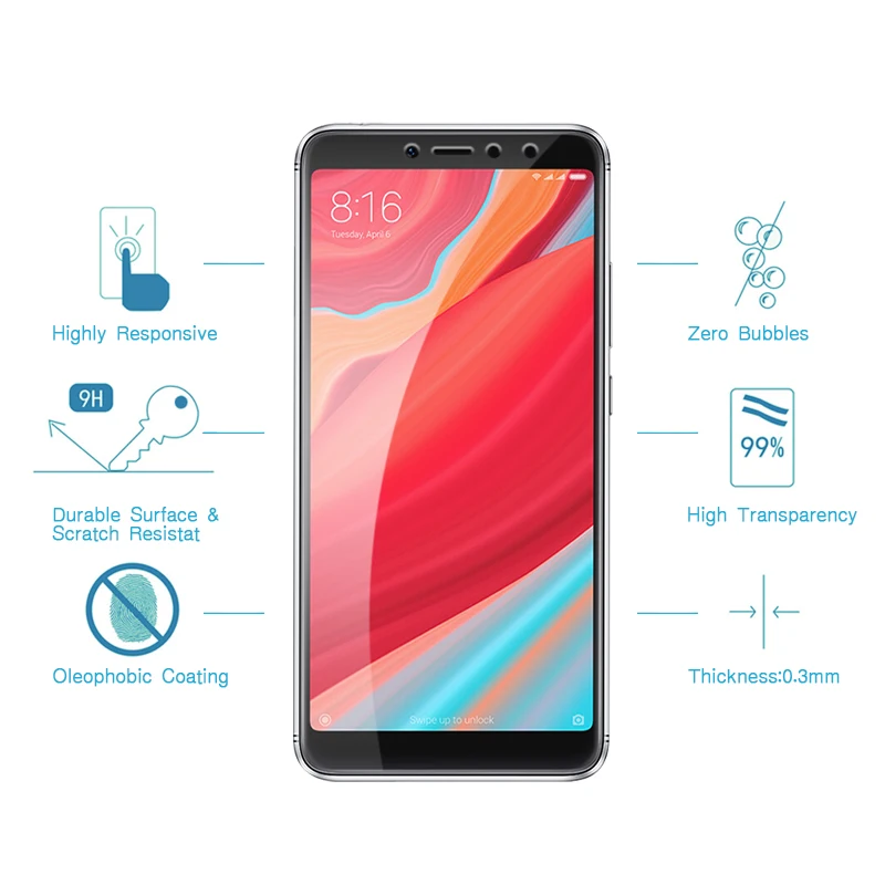 2 шт. закаленное стекло для Xiaomi Redmi S2 защита экрана глобальная версия