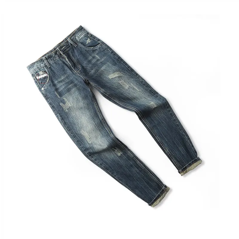 2018 Новый Balplein бренд Для мужчин джинсы прямые джинсовые Рваные джинсы Для мужчин качество ночной клуб хлопок Для мужчин белый Кнопка