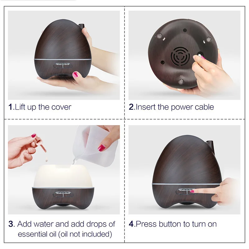 air humidifier ultrasonic aroma essential oil diffuser 7 discoloration LED lamp whole room humidifier 300ml