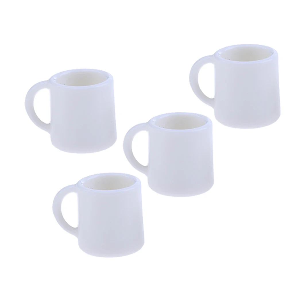 Set Of 4 Pieces Miniature Cups Mugs Dollhouse Tableware Accessories 1/12