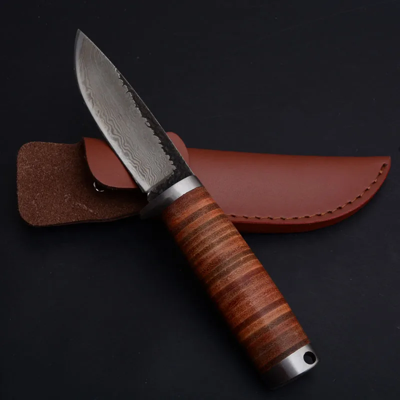 handmade fixed blade knife leather handle knife (1)