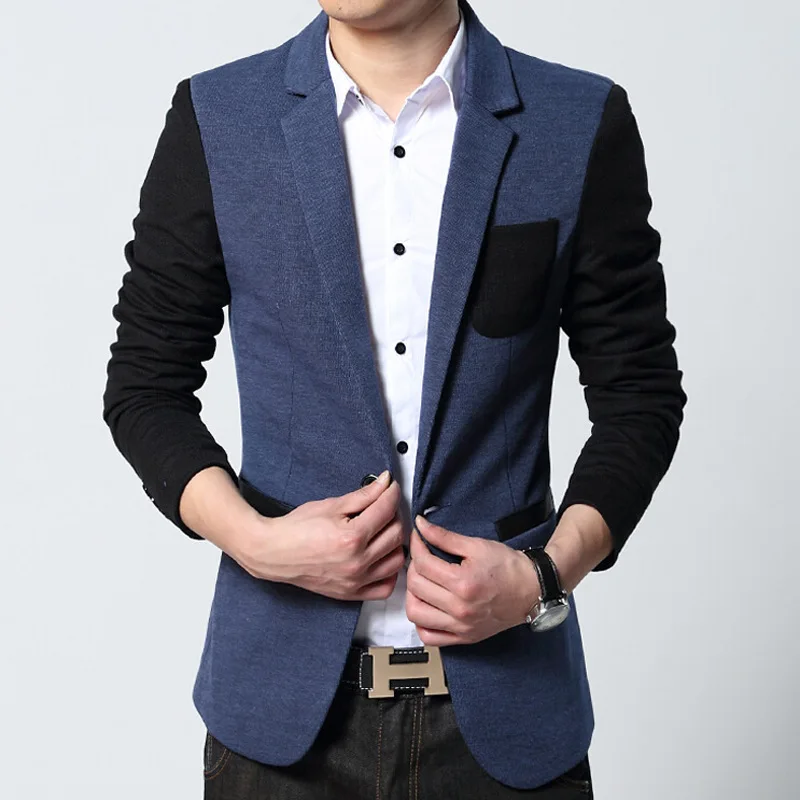 2 Colors Gentleman Blazers Men Long Sleeve Business Style Slim Autumn