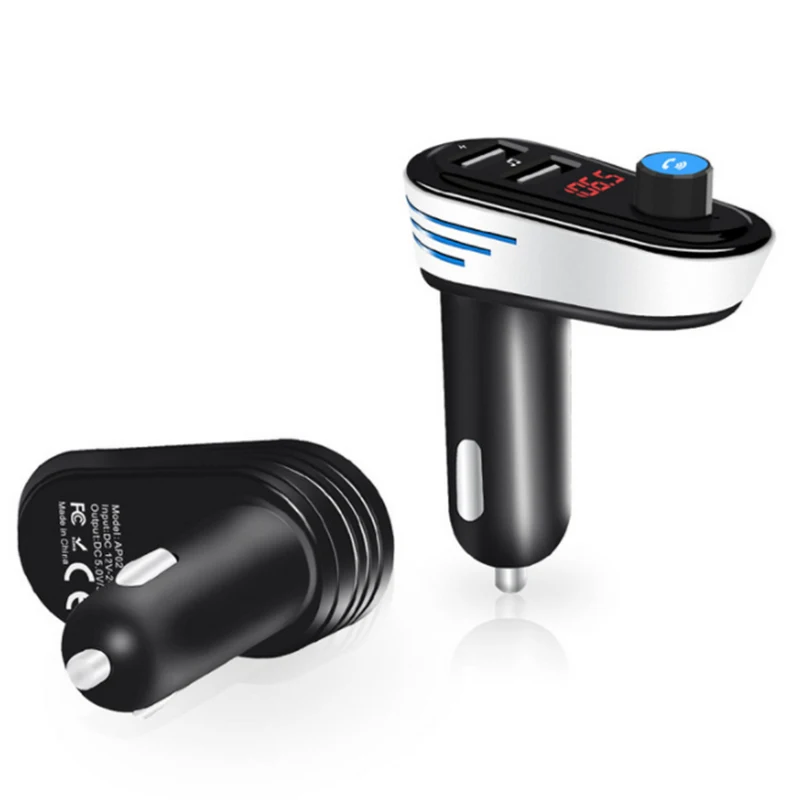 

Bluetooth Car Kit AP02 Handsfree FM Transmitter Wireless A2DP Car MP3 Player Support U Disk Dual USB 5V 3.1A Car Charger