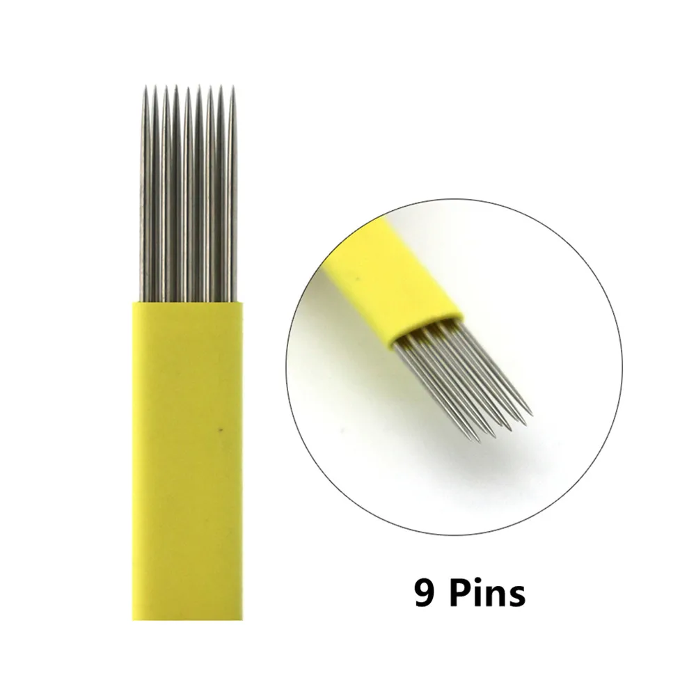 100 pcs Eyebrow Tattoo Needles Blades Microblading Shading Needles Double Row for Embroidery Pen Makeup Eyebrow