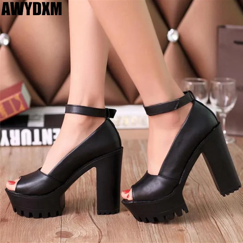 

Women sandals summer open toe Ankle strap platform sandals ladies fashion Party Thick heel High heels woman shoes Sandalias S357