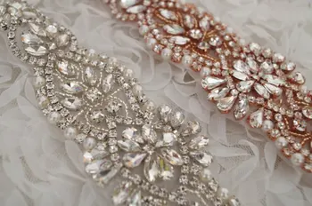 

5pieces rose gold Rhinestone Sash belt, bridal sash belt, crystal floral sash, rhinestone sash, wedding sash