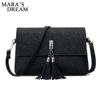 

Mara's Dream Tassel Women Sequined Messenger Bag Quality Leather Women's Flap Bag fashion Female Shoulder Bag Lay Crossbody Bags