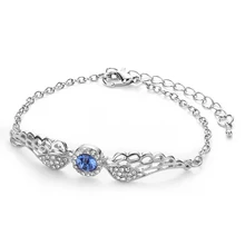 1 ПК прозрачный горный хрусталь браслеты на запястье европейский и украшение в американском стиле ангел крыло цепи женские ювелирные подарки