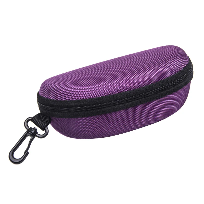 Portable Sunglasses Case Glasses Protector Lightweight Zipper Eyeglass Shell with Carabiner New - Цвет: purple