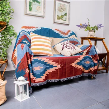 

Geometric Rhombus Throw Blanket Multifunction Sofa Covers Cobertor Dust Cover Air Conditioning Non-slip Retro Blankets For Bed