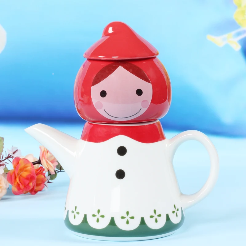 Japan Style Little Girl Shape Ceramic Teapot Pretty cartoon milk pot with cupin Teapots from