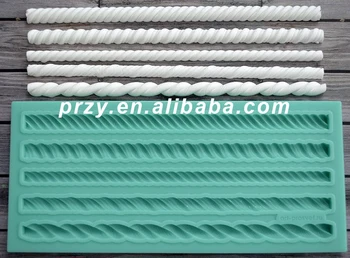 

Silicone Mold Ropes Crafts Decorating Cake Candy Fondant Silicone Mold Moulds Silicone Rubber CIQ,FDA,LFGB,CE / EU PRZY 001