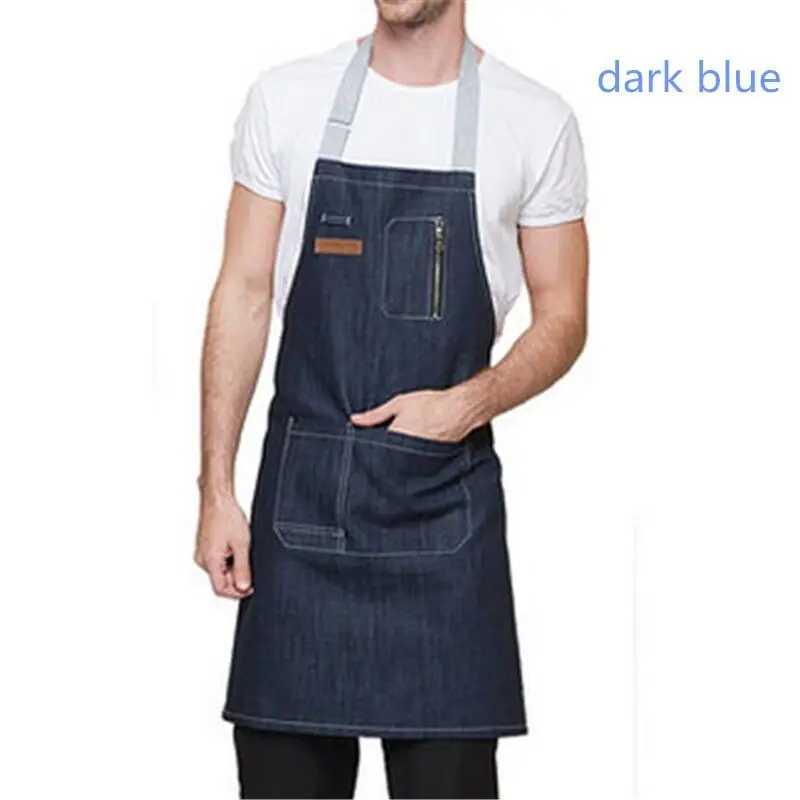New Fashion Antifouling Kitchen cooking Denim apron for Woman and man Restaurant work apron Pinafores Tablier Unisex adult apron