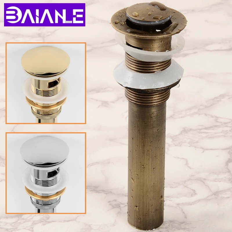 

Sink Drain with Overflow Antique Bathroom Basin Pop Up Drain Strainer Gold Brass Vanity Vessel Sink Drain Stopper Water Drain