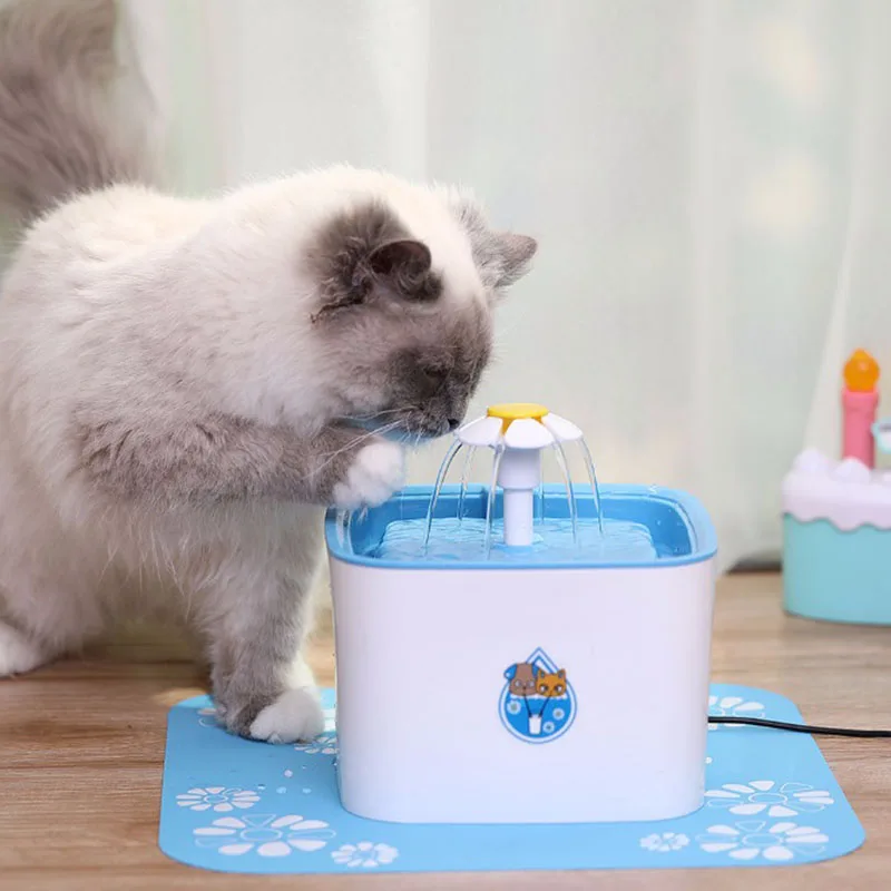 

110-230V Cube Flower Style 3-Stage Filtration (Upgraded) Automatic Electric 2.5L Pet Water Fountain Dog/Cat Drinking Bowl