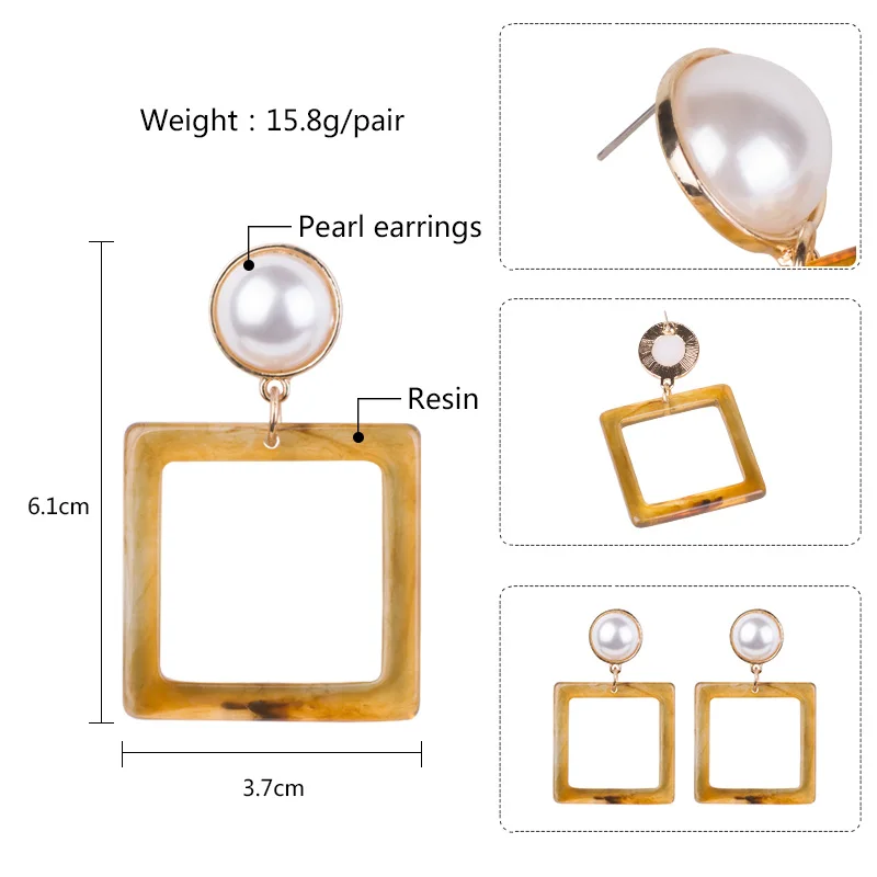 GUANLONG Trendy Resin Drop Earrings for Women Geometric Acrylic Imitation Pearl Dangling Earings Fashion Elegant Dangle Earring (5)